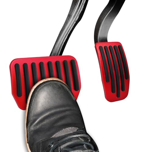 Rebvugr Foot Pedal Pads Set Brake Pedal Cover Aluminum Vehicle Brake and Accelerator Pedals Covers Car Interior Accessories AntiSlip Vehicle Foot Treadle Extenders Fit for Model 3 Model Y Red - Image 1