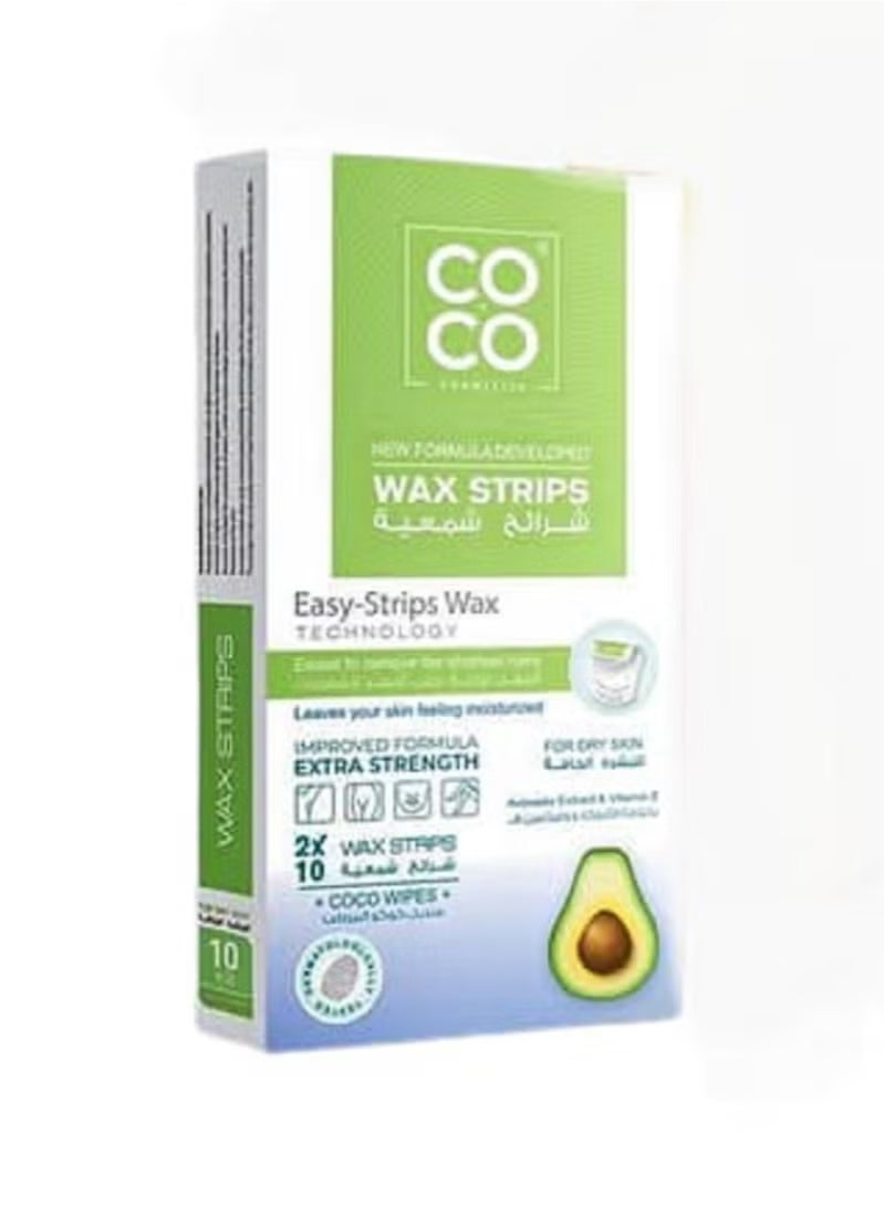Coco Wax Hair Removal Wax Strips with Avocado Extract & Vitamins for Dry Skin