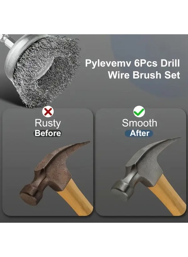 8pcs Professional Carbon Steel Wire Brushes With 1 4 Hex Shaft Drill Attachments - Image 5