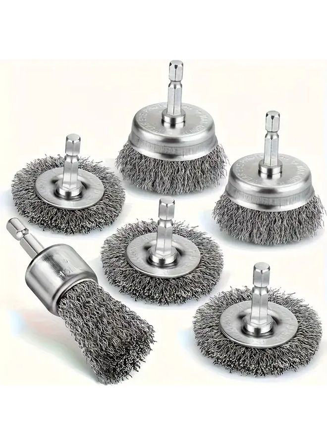 8pcs Professional Carbon Steel Wire Brushes With 1 4 Hex Shaft Drill Attachments - Image 2