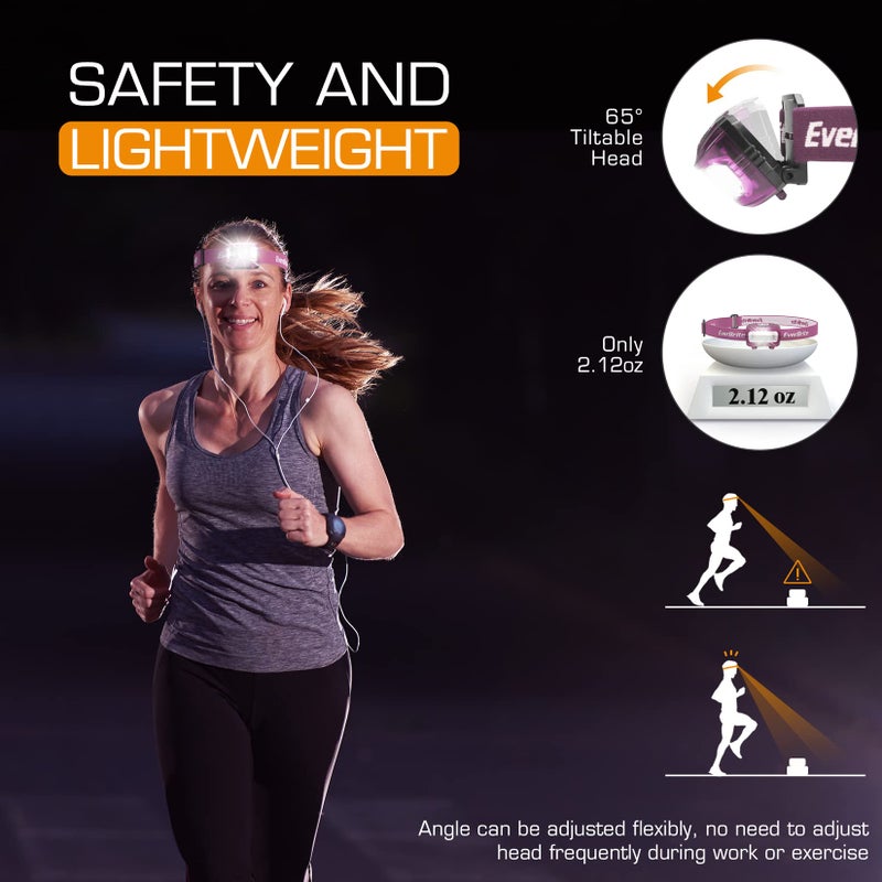 EverBrite Headlamp, 2 Pack Kids Headlamp with Red Light and Memory Function, Head Lamp for Adults and Kids with 5 Modes, Bright Headlamps for Camping, Running, Christmas Gifts, Batteries Included - Image 3