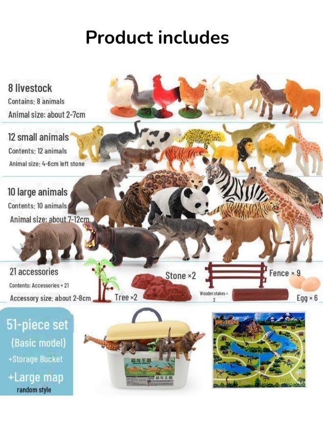 52-Piece Animals Figures Toys, Realistic Jungle Playset Toys Set, Mini Jungle Toys Set with Fence Map Storage Box, Learning Toys For Kids for Toddlers 3+ Years Old, Ideal Gift for Boys and Girls  - Image 2