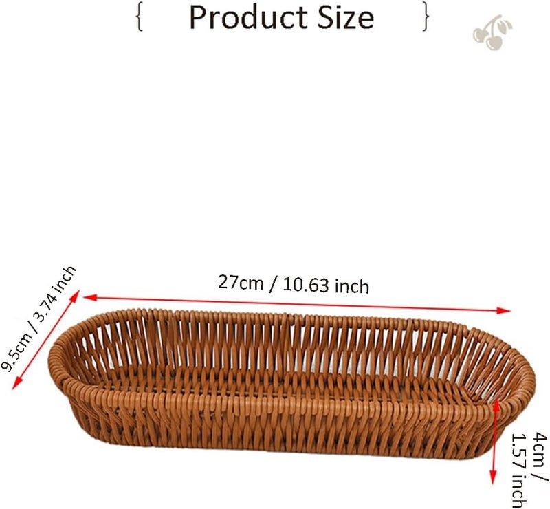 RT&BS Handwoven Utensil Basket, Artisan Mini Bread Basket, Flatware Storage Narrow Baskets for Farmhouse Kitchen, Rustic Dining Table Decor (1pcs, Oval) - Image 4