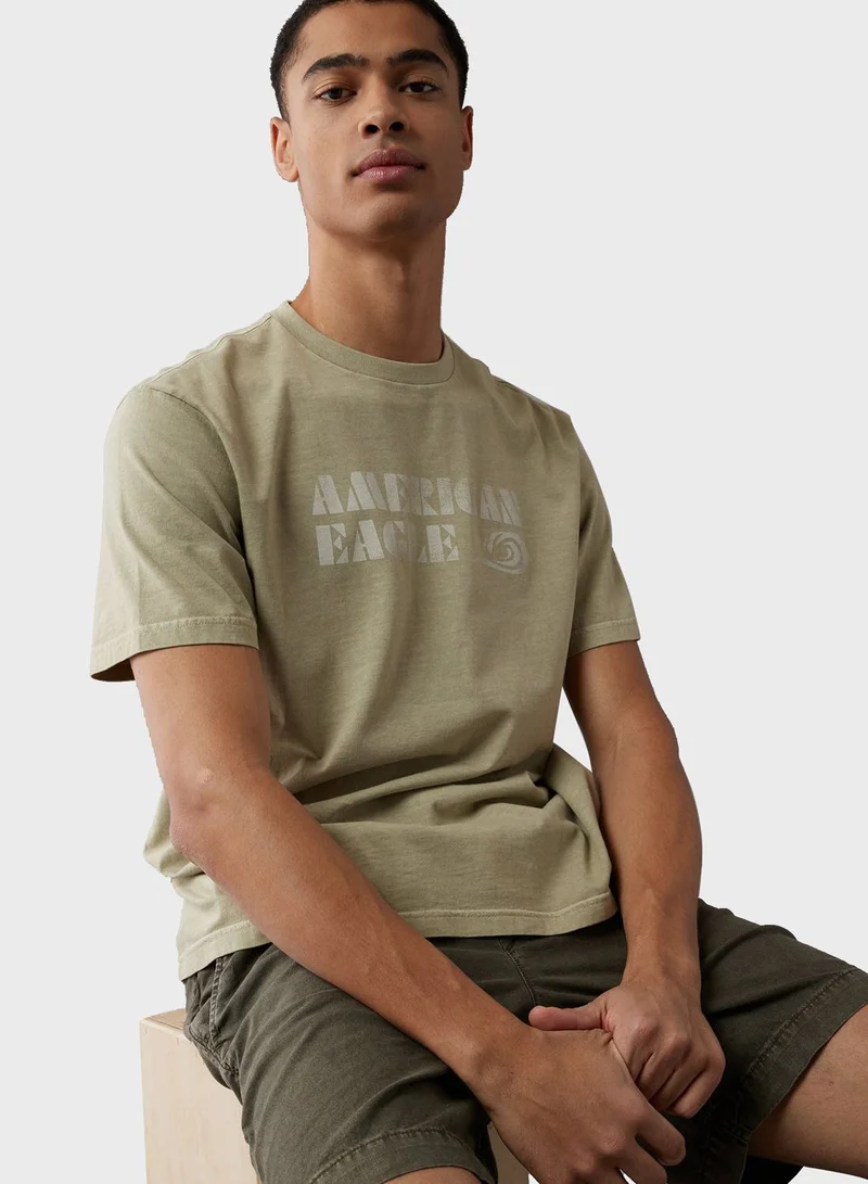 امريكان ايجل Logo Detail Crew Neck T-Shirt