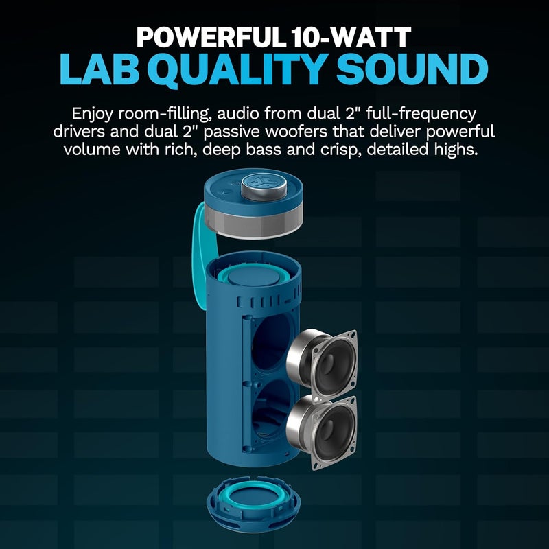 JLab Go Party Portable Bluetooth Speaker, Navy, 10 Watts of Power, 16+ Hours of Playtime, IP56 Waterproofing, Customizable RGB LED Lighting, Lab Sync Up to 100 Speakers, Custom Sound in-App - Image 1