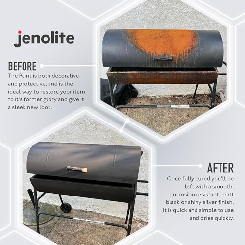 JENOLITE طلاء رذاذ عالي الحرارة من جينوليت ديركتورست للمعادن - أسود - تشطيب مطفي ناعم لطلاء الشواء والمواقد - مقاوم لدرجات حرارة عالية تصل إلى 1200°F (650°C) - 13.5 أونصة (400 مل) - Image 5