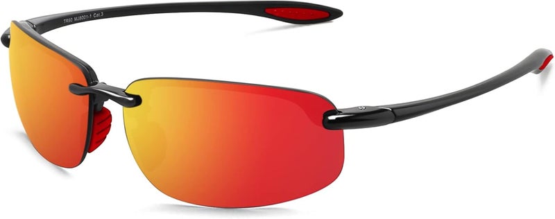 JULI Eyewear نظارات JULI الرياضية للرجال والنساء إطار TR90 بدون حواف للجري وصيد الأسماك والبيسبول والقيادة MJ8001 - Image 1