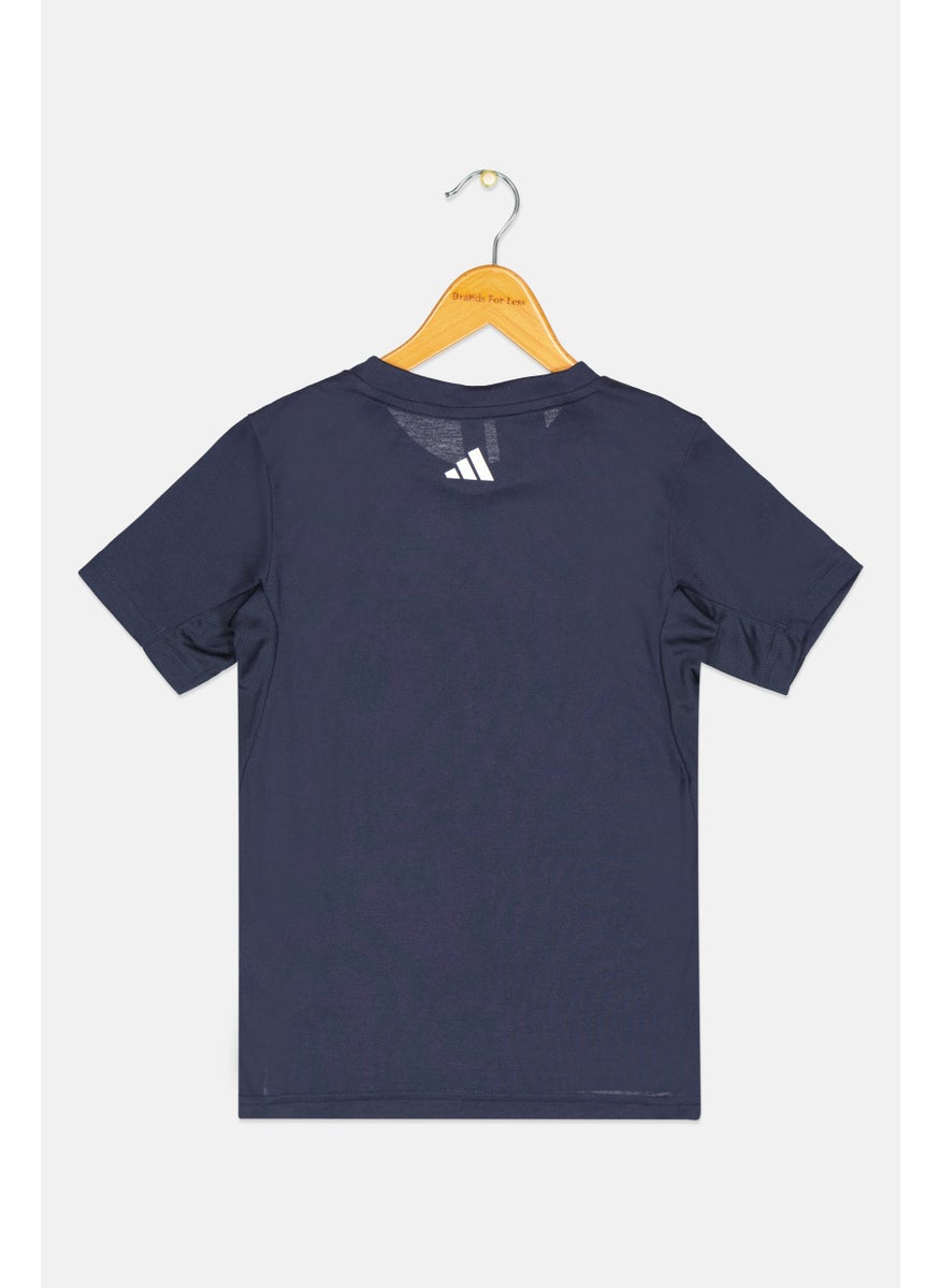Adidas - Kids Boy Brand Logo Short Sleeves T-Shirt, Navy - Image 1