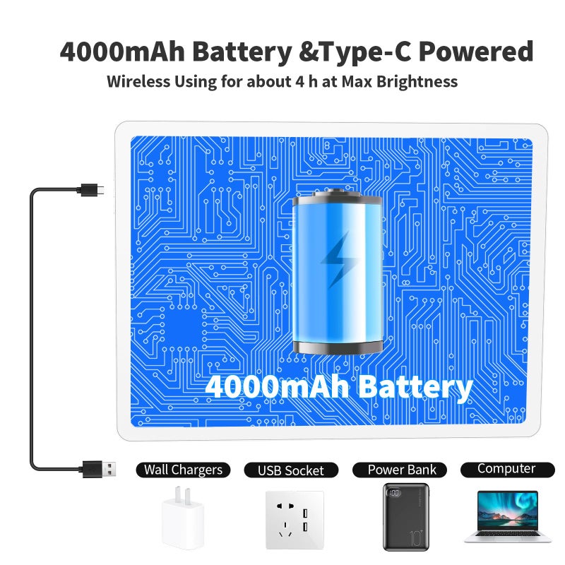 Elice Rechargeable A4 Light Pad with Carry Bag, Magnetic LED Light Board with Physical Button, Super Bright Diamond Art Light Pad, Ultra-Thin Light Box for Tracing, Weeding, Diamond Painting -White - Image 3