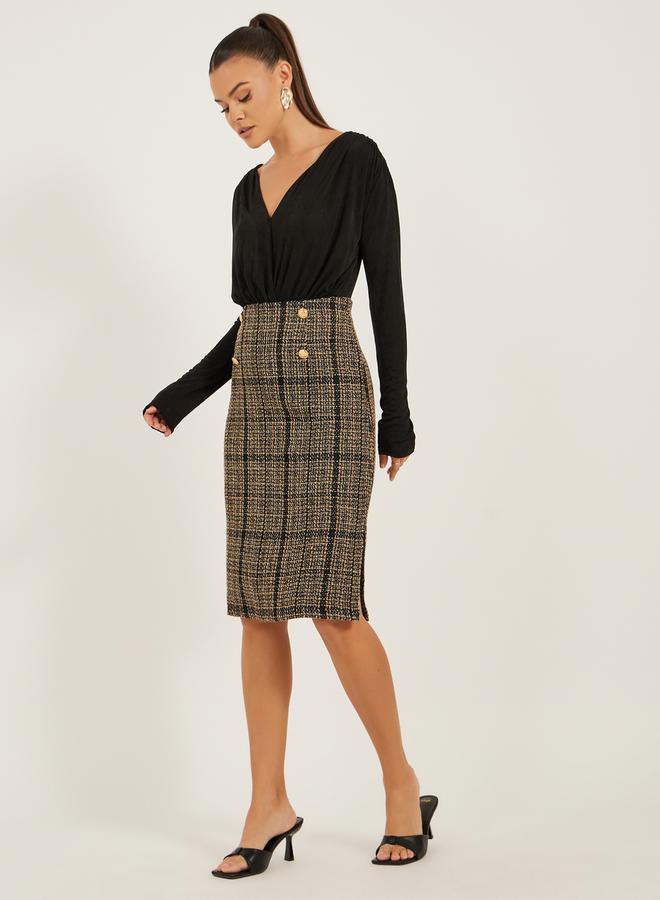 Styli Black Deep V Neck Wrap Bodysuit - Image 2