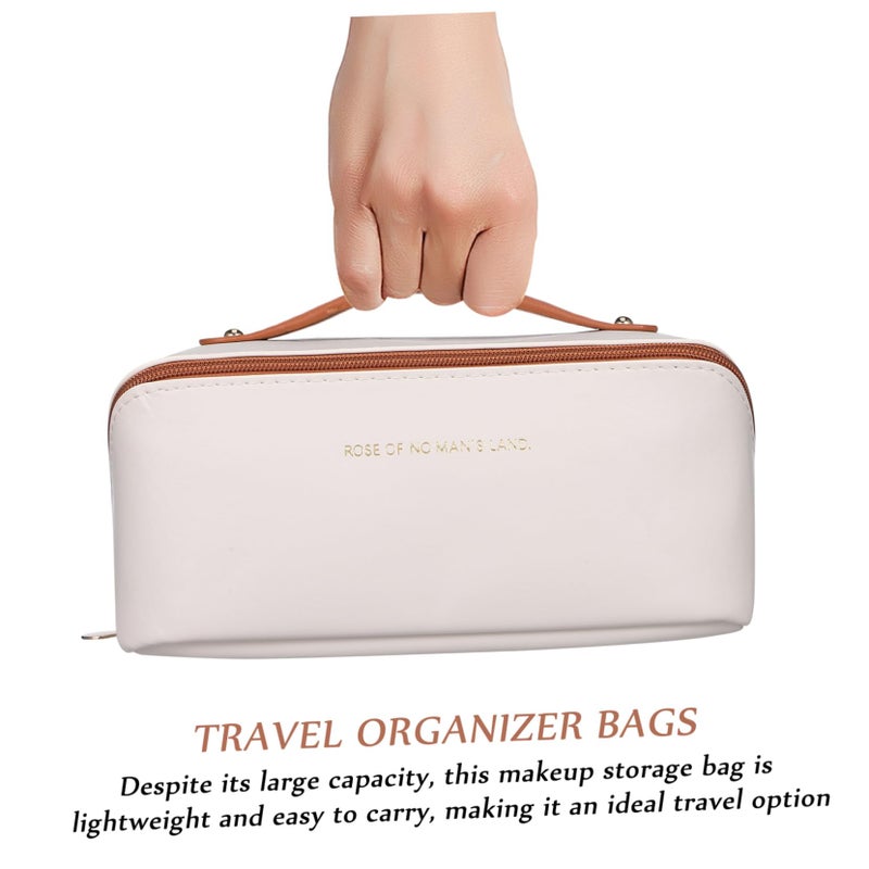 Large Capacity Travel Makeup Bag Portable Cosmetic Organizer For Women Stylish Pu Design - Image 4