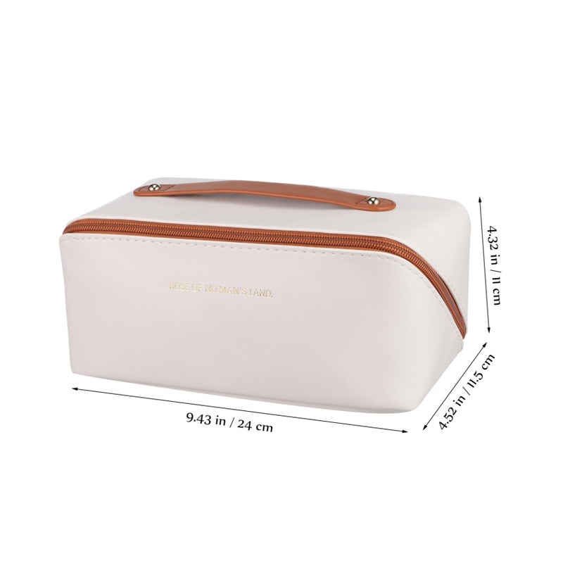 Large Capacity Travel Makeup Bag Portable Cosmetic Organizer For Women Stylish Pu Design - Image 3