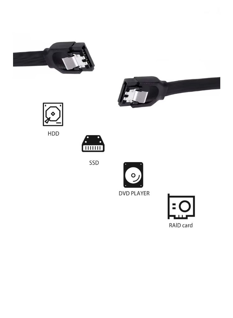 Premium SATA III Cable for SSD/HDD – High-Speed Data Transfer, 7-Pin Connector, 25cm, Black - Image 3