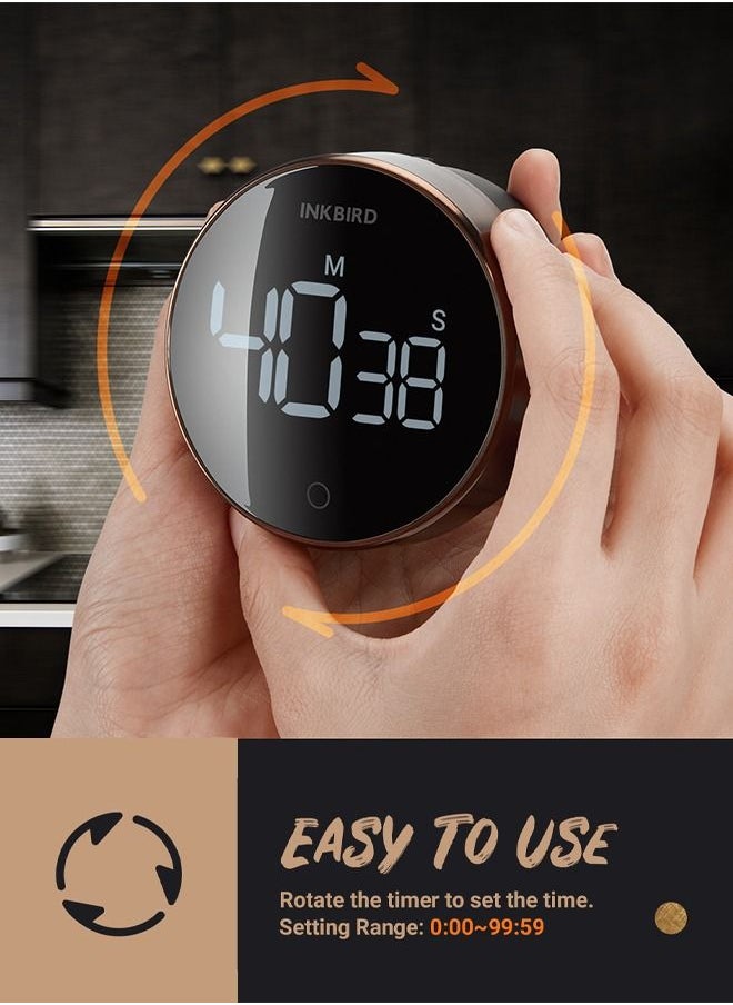 INKBIRD - INKBIRD Digital Kitchen Timer IDT-01 Countdown Timer With Ultra Clear LED Screen Rotate Control Stopwatch Magnetic Back Adjustable Alarm 500mAH Rechargeable Battery Big Digits - Image 1