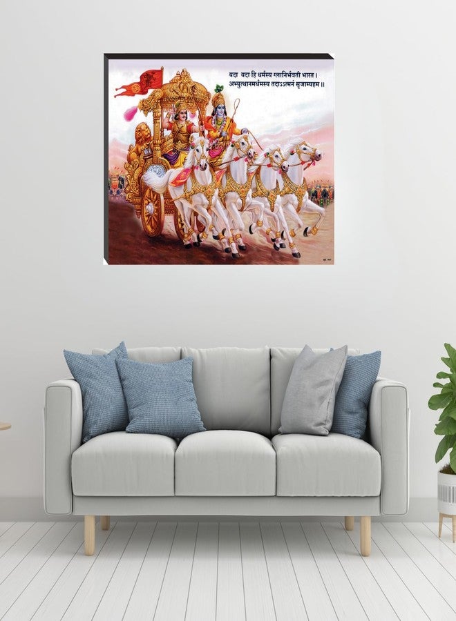 Masstone لوحة ماهابهاراتا من الحجر | كريشنا وأرجون (12 × 18 بوصة) | لغرفة المعيشة، غرفة النوم، المنزل | ديكور | للزينة - Image 4