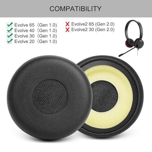 G GVOEARS Ear Pads Replacement for Jabra Evolve 65 40 30 20 Headphones, GVOEARS Ear Covers Cushion for Evolve 65UC/MS 40UC/40MS 30US/30II 20SE/UC/MS - Image 2