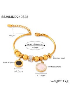 French Simple Cold Style Elegant White Shellfish Jewelry Geometric Diamond Ring Design Sense Titanium Steel Gold-plated Bracelet