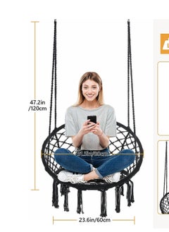 Living Swing Chair Outdoor Cotton Rope Tassel Indoor Macrame Swing Fashion Hammock Dormitory Round .  - Image 4