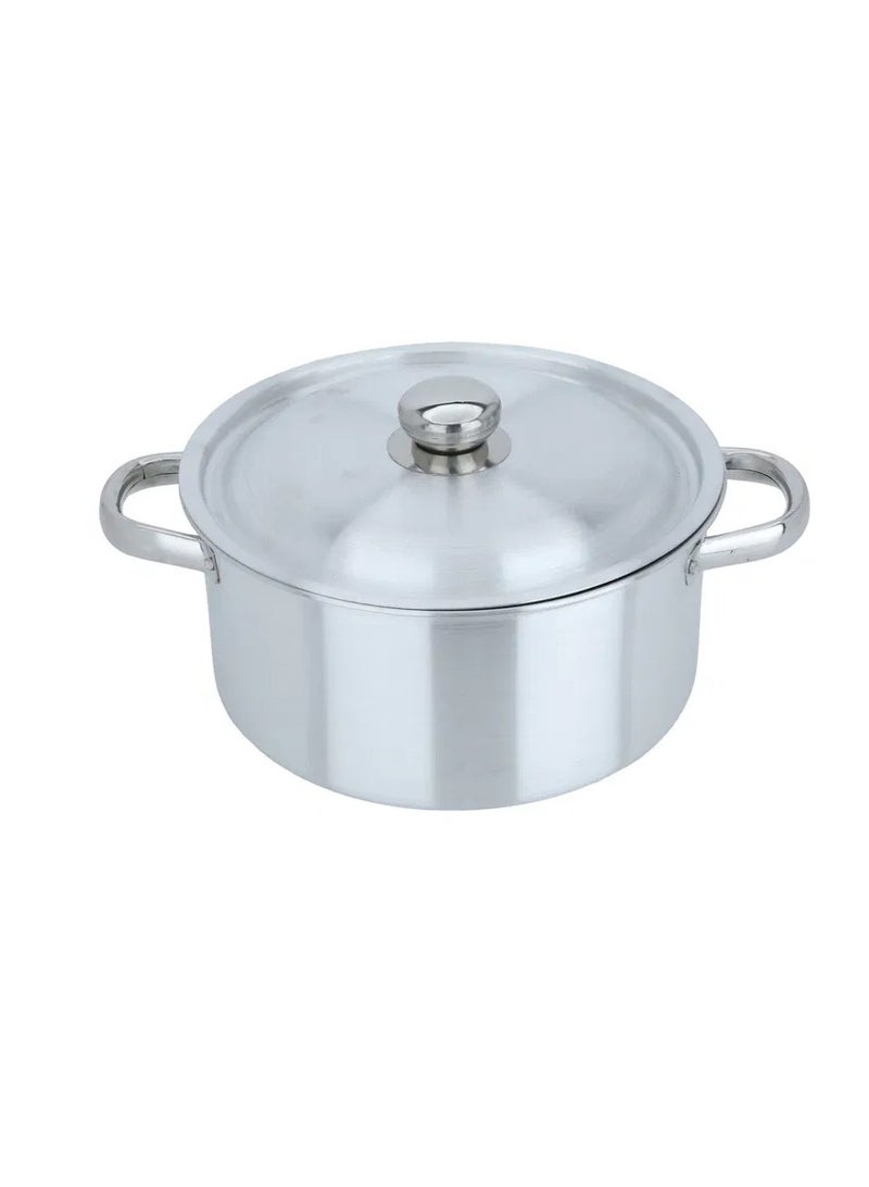 Alsaif Gallery Robust aluminum pot with lid and handles, 24 cm, round - silver - Image 2