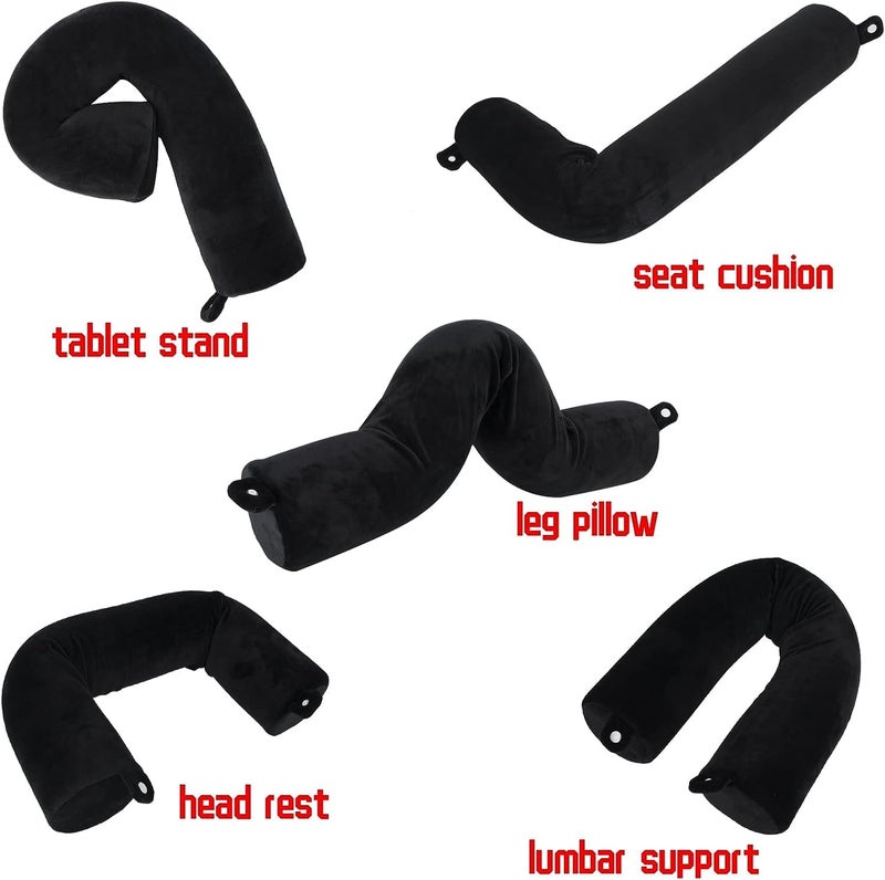 Shrevi Memory Foam Twist Travel Pillow Bendable Neck Pillow Flexible Cylindrical Bolster PillowPack of 1 Black - Image 4