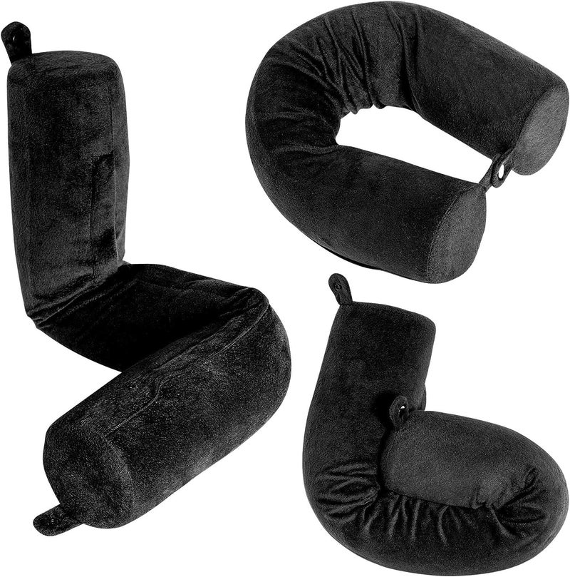 Shrevi Memory Foam Twist Travel Pillow Bendable Neck Pillow Flexible Cylindrical Bolster PillowPack of 1 Black - Image 1
