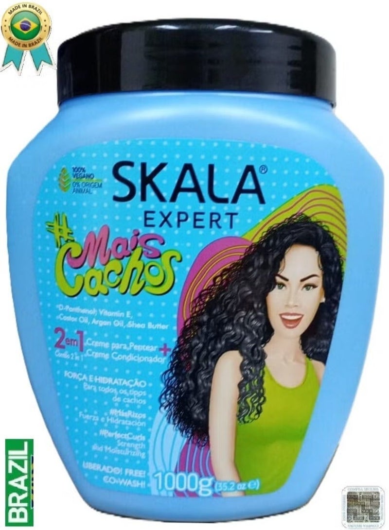 سكالا كريم معالج ومرطب 2 في 1 ميس كاتشوس من سكالا للشعر المجعد والمموج، كريم تصفيف الشعر، عبوة أكبر وزن 1000جرام - Image 3