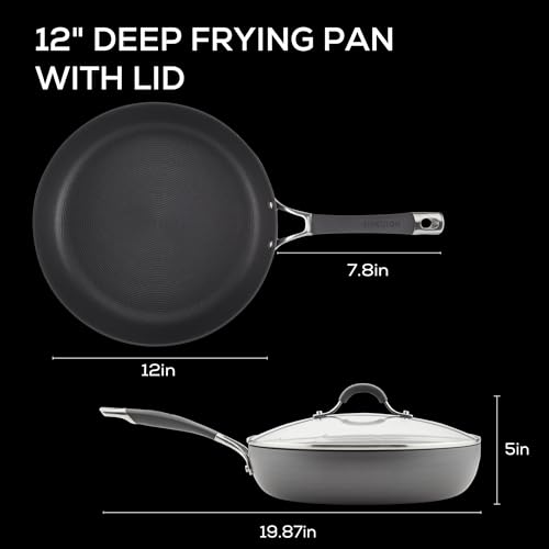 Circulon Radiance Deep Hard Anodized Nonstick Frying Pan /Skillet with Lid - 12 Inch, Gray - Image 2