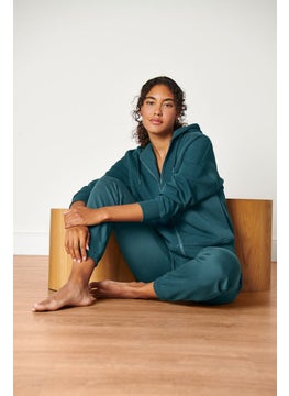 Tchibo Women Sportswear Fit Full Zip Long Sleeve Training Sweatshirts, Teal Green  - Image 1