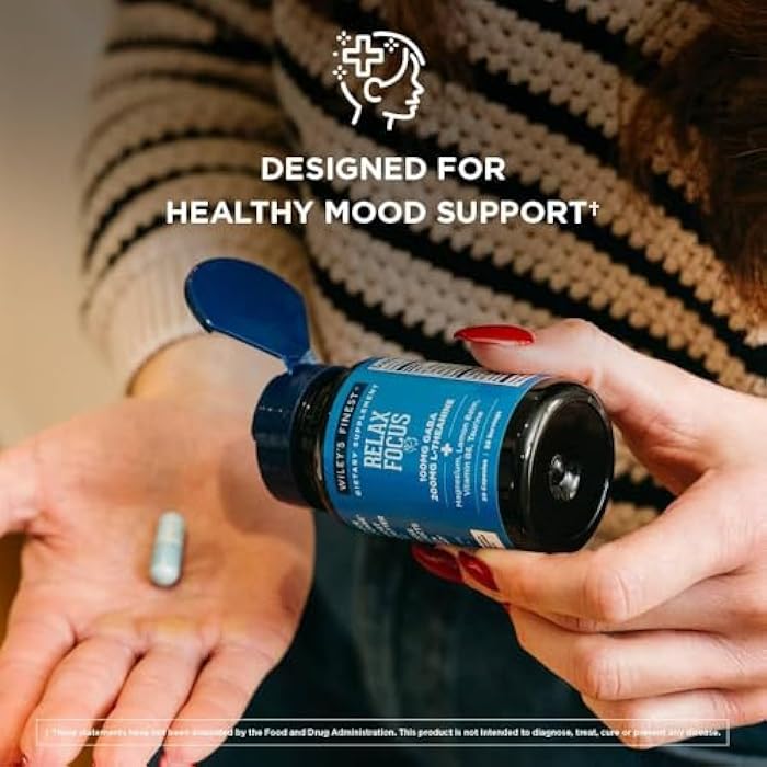 Wiley's Finest Relax Focus - Daily Supplement for Stress Support - Contains L-Theanine, GABA, Vitamin B6 & Magnesium - 30 Capsules (30 Servings) - Image 5