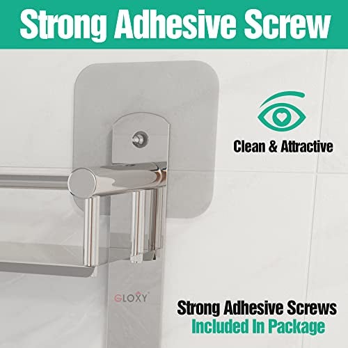 GLOXY ENTERPRISE Stainless Steel Magic Sticker Bathroom Shelf | 3-Layer Multipurpose Organizer with Double Soap Dish | Toothbrush Holder | Bathroom Accessories (5D x 15W x 19H inch, Chrome Finish) - Image 4