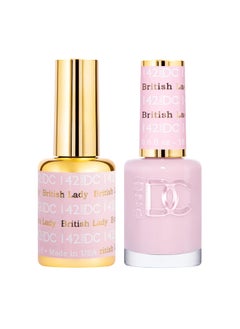 DAISY DND DND DC Gel Polish Set, Pink Collection, UV/LED Gel Polish and Air Dry Nail Lacquer, Matching Chip-Free Polish Duo, 142 British Lady, 0.5 Fl Oz 