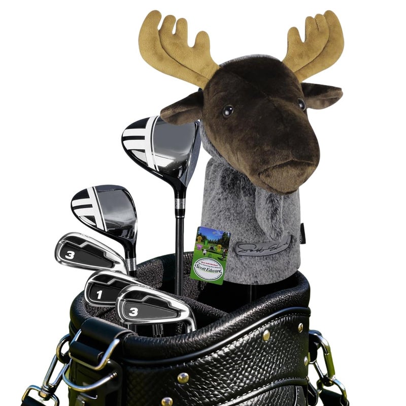 Scott Edward Moose Golf Club Cover Fit Well for Driver Wood Golf Club Funny Cute Animal Design Soft Functional Golf Headcover Stylish Protection for Your Clubs for Men and Women - Image 2