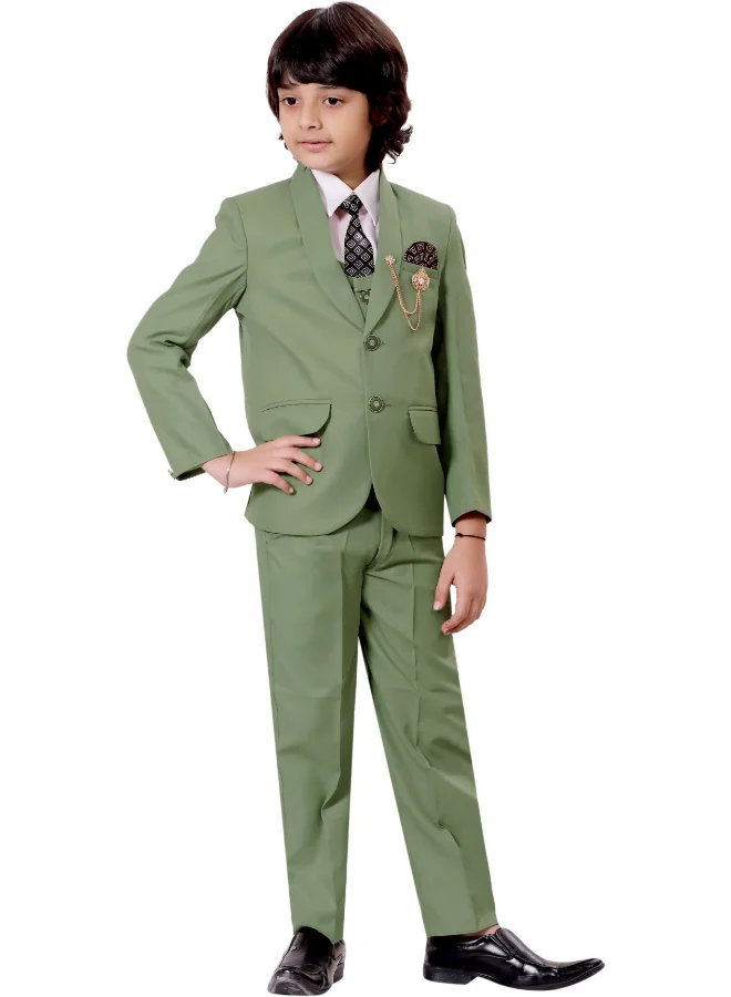 BT DEZINES Light Green Five Piece Suit Set for Boys