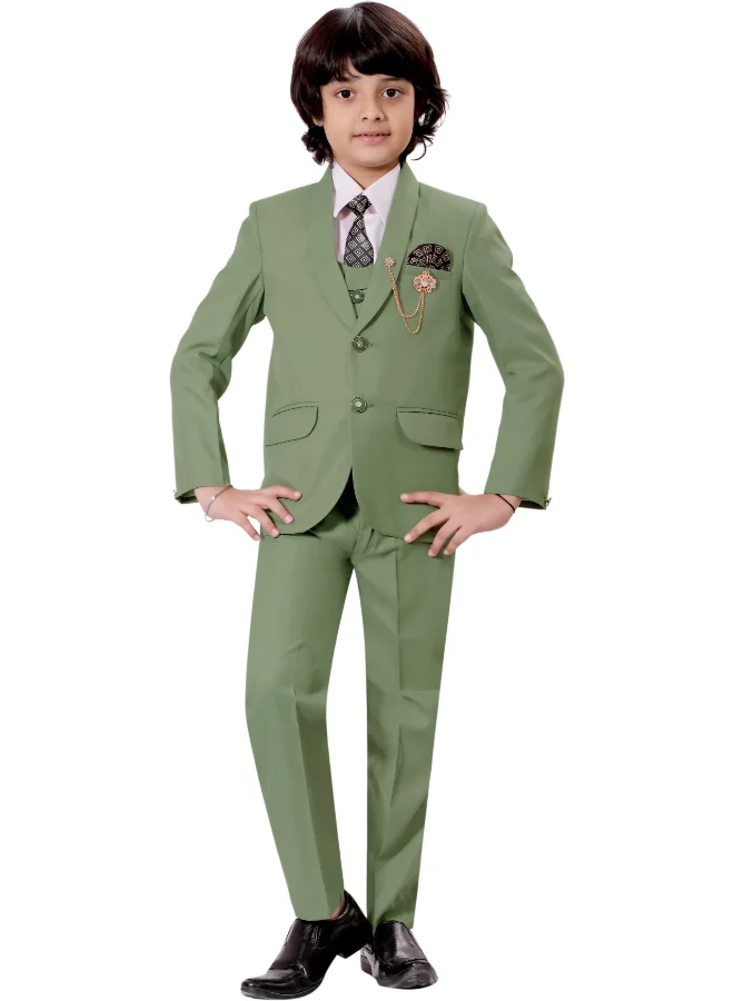 BT DEZINES Light Green Five Piece Suit Set for Boys