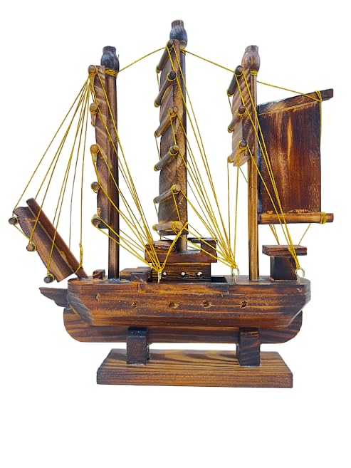 Cottage Handicraft Wooden Marine Nautical Sailing Boat Ship Ornament Nautical Sailing Ship Showpiece for Home Decor Office Table Decorative Item  - Image 1
