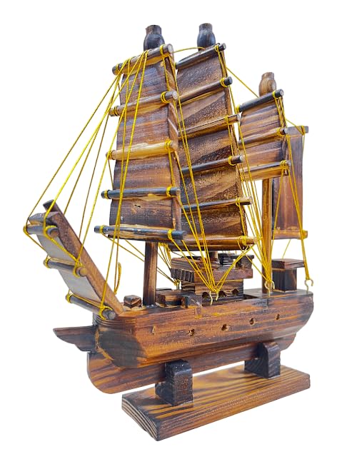 Cottage Handicraft Wooden Marine Nautical Sailing Boat Ship Ornament Nautical Sailing Ship Showpiece for Home Decor Office Table Decorative Item  - Image 4