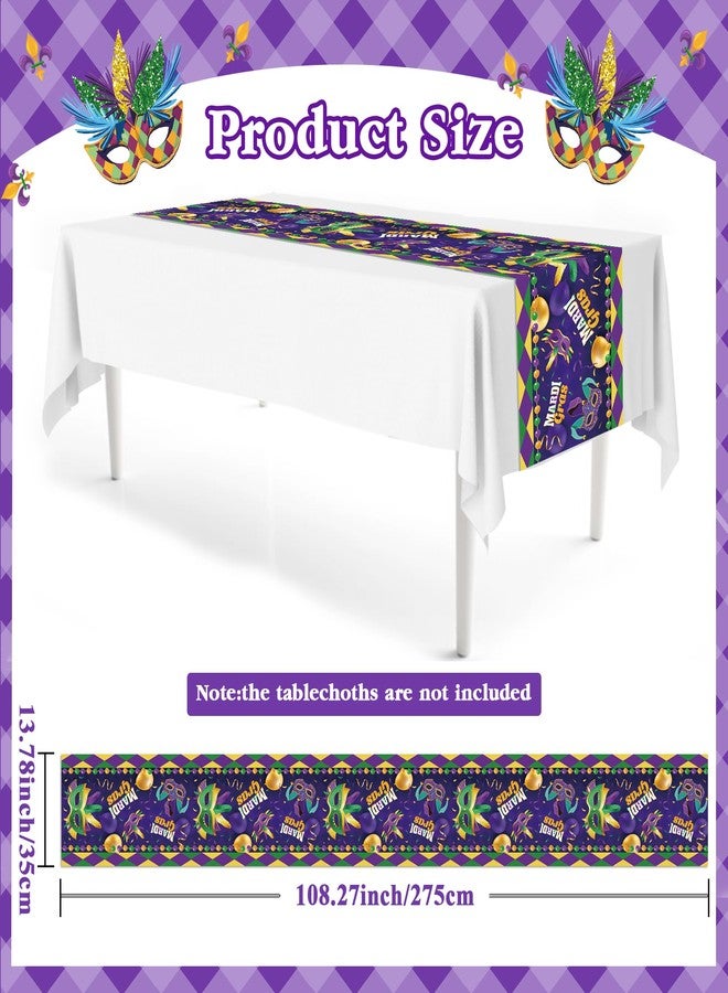 MOZUI 6Pcs Mardi Gras Plastic Table Runners - 14"x108" Purple Green Mask Pattern Table Runner for Carnival Confetti New Orleans Masquerade Home Kitchen Decor Brazil Festival Indoor Outdoor Dining Holiday - Image 4
