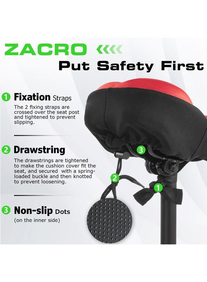 Zacro (Red) - Gel Bike Seat Cover- Extra Soft Gel Bicycle Seat - Bike Saddle Cushion with Water & Dust Resistant Cover - Image 5
