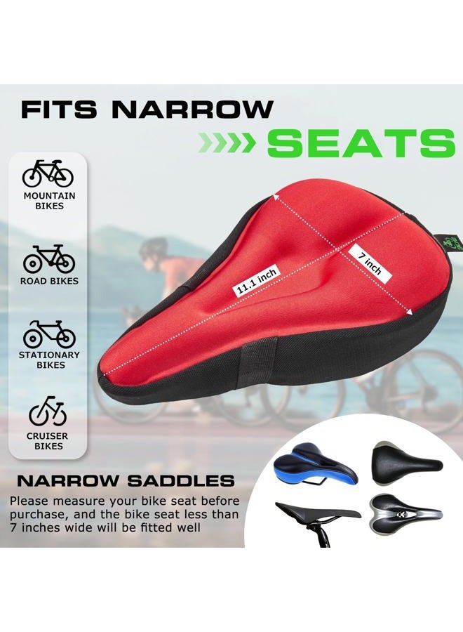 Zacro (Red) - Gel Bike Seat Cover- Extra Soft Gel Bicycle Seat - Bike Saddle Cushion with Water & Dust Resistant Cover - Image 2