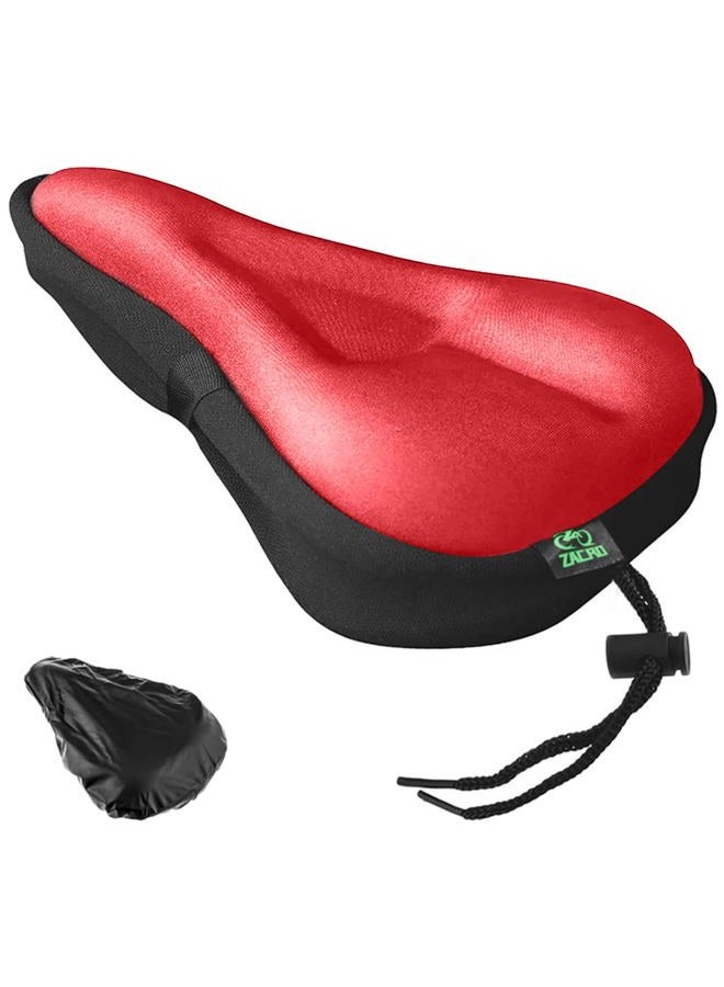 Zacro (Red) - Gel Bike Seat Cover- Extra Soft Gel Bicycle Seat - Bike Saddle Cushion with Water & Dust Resistant Cover - Image 1