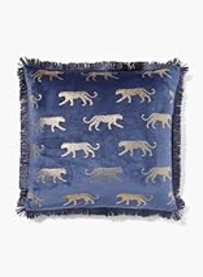 Matalan Blue Leopard Cushion, 46 cm x 46 cm Size