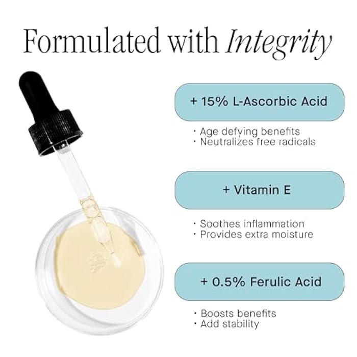 Brandefy Vitamin C Face Serum 15% L. Ascorbic Acid, Ferulic Acid .5% + Vitamin E for Self Care and Beauty, Face Dark Spot Corrector and Anti Aging 1oz, Made In The USA - Image 3