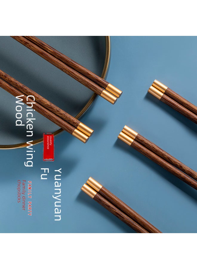 Redwood Chopsticks Round Top Fortune Design For Home Use Trendy Chinese Style Tableware Community Gift Quick Delivery-Color:(Single And Double Without Packaging) Chicken Wing Wood  - Image 4