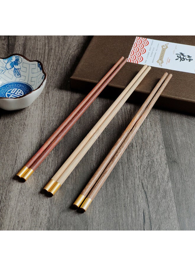 Redwood Chopsticks Round Top Fortune Design For Home Use Trendy Chinese Style Tableware Community Gift Quick Delivery-Color:(Single And Double Without Packaging) Chicken Wing Wood  - Image 2