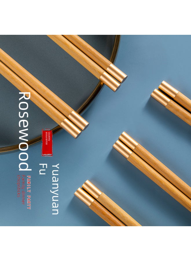 Redwood Chopsticks Round Top Fortune Design For Home Use Trendy Chinese Style Tableware Community Gift Quick Delivery-Color:(Single And Double Without Packaging) Chicken Wing Wood  - Image 5