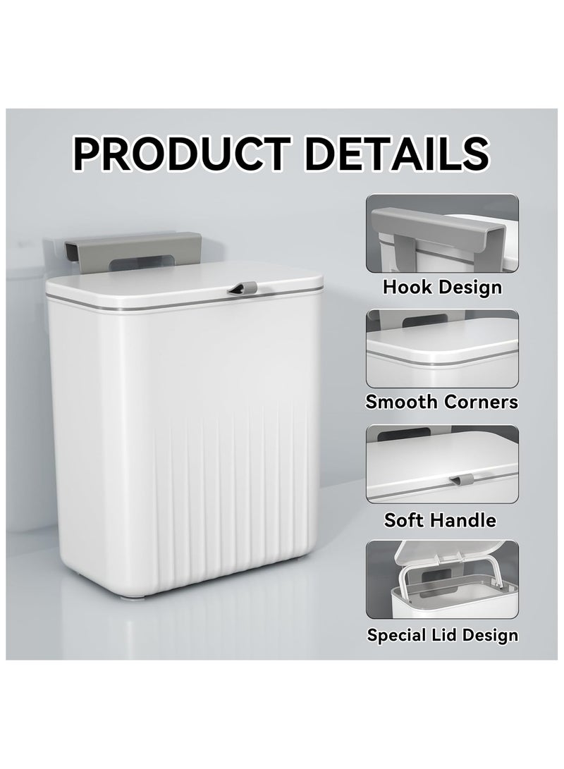 Kitchen Hanging Trash Can with Lid, 3.2 Gallon Waste Bin, Small Plastic Compost Bin for Counter Top or Under Sink Wall, Mounted Garbage Can for Bedroom, Bathroom, Cabinet, Car and Office(Yellow)  - Image 3