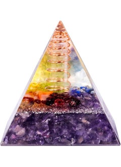 mookaitedecor mookaitedecor Amethyst Crystal Orgone Pyramid with Copper Wire Crystal Quartz Points Orgonite Energy Generator for Protection Meditation Yoga Chakra Balancing 
