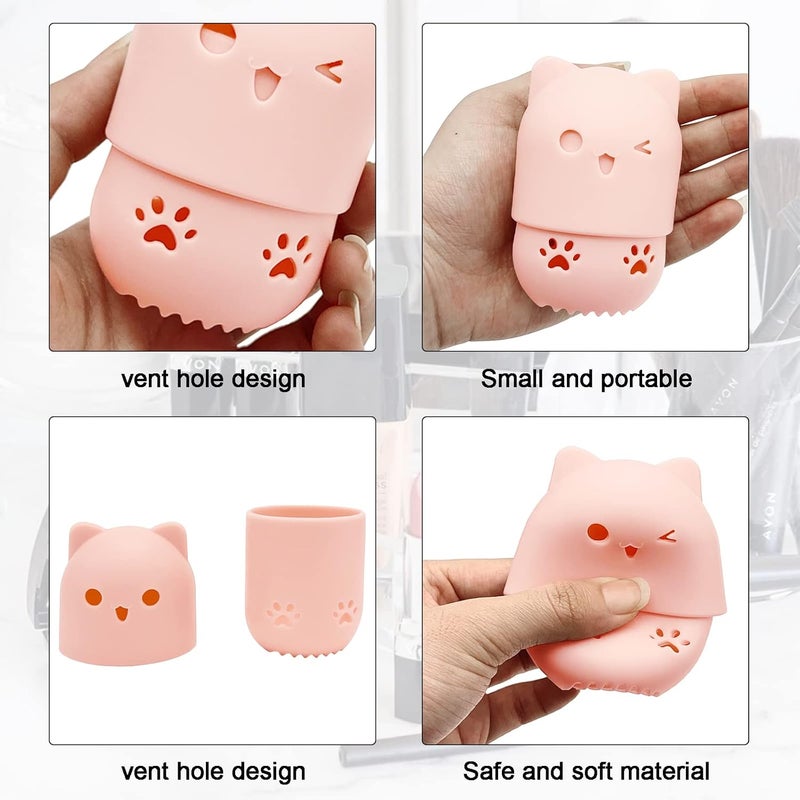 Scartink Makeup Sponge Holder Set,Beauty Blender Storage Drying Rack and Cute Silicon Sponge Carrying Travel Case with 4 Pieces Makeup Sponge Egg for Liquid and Powder - Image 4