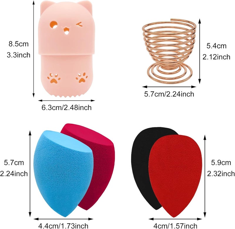 Scartink Makeup Sponge Holder Set,Beauty Blender Storage Drying Rack and Cute Silicon Sponge Carrying Travel Case with 4 Pieces Makeup Sponge Egg for Liquid and Powder - Image 2