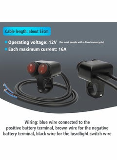 Y&D Motorcycle Handlebar Switch, 12v 16A Universal 7/8" 22-23mm Button CNC Aluminium Alloy Waterproof Double Control Red Light Switch for Scooter Electric Bike  - Image 5